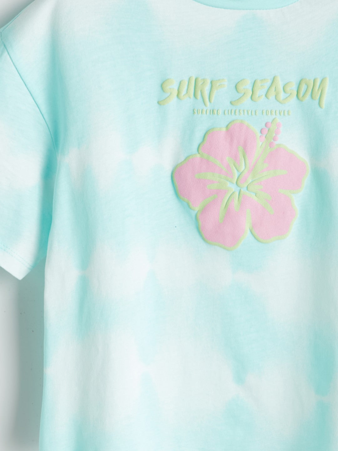 LCW Kids Crew Neck Floral Girls Crop T-Shirt