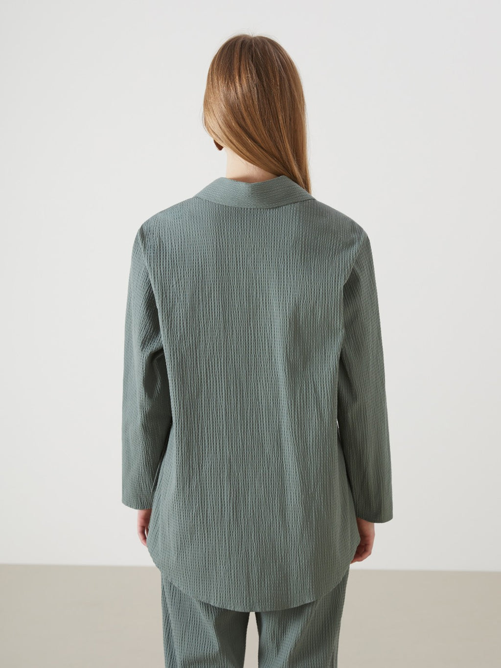 LCW Vision Shawl Collar Textured Oversize Women Kimono