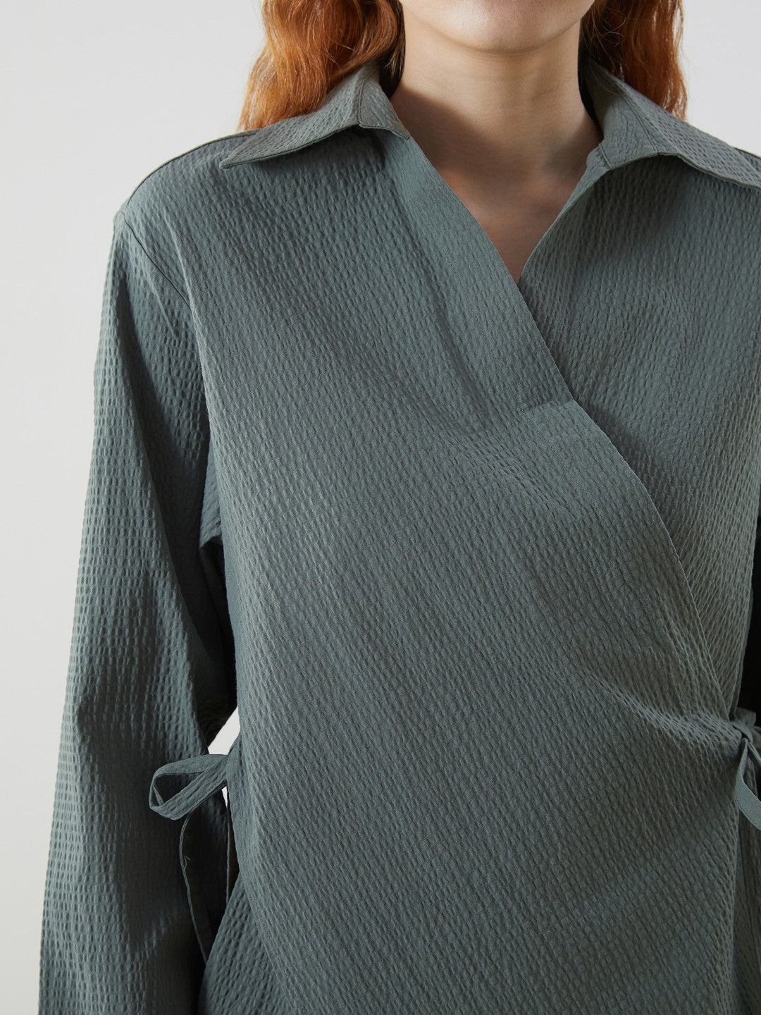 LCW Vision Shawl Collar Textured Oversize Women Kimono