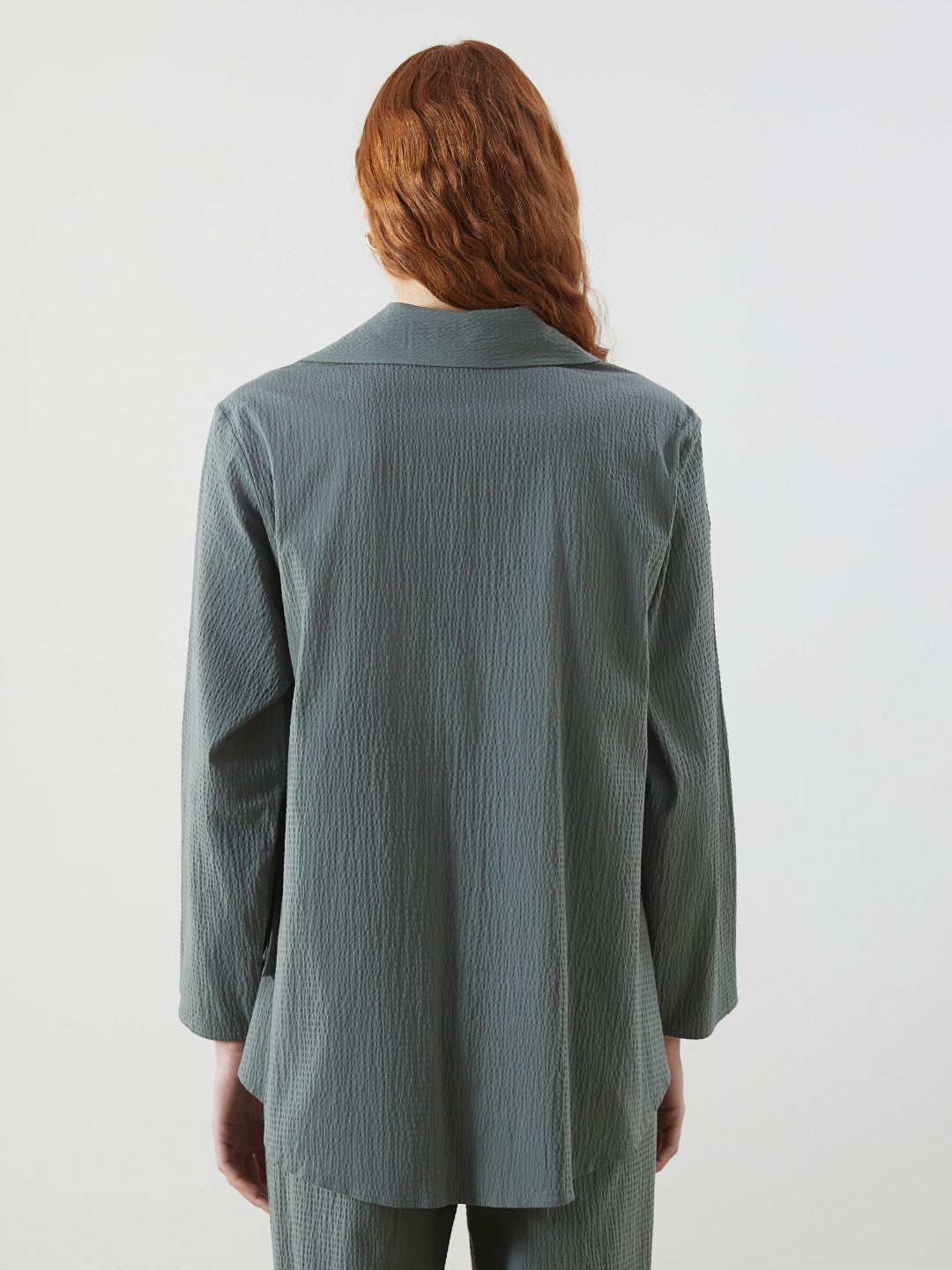 LCW Vision Shawl Collar Textured Oversize Women Kimono