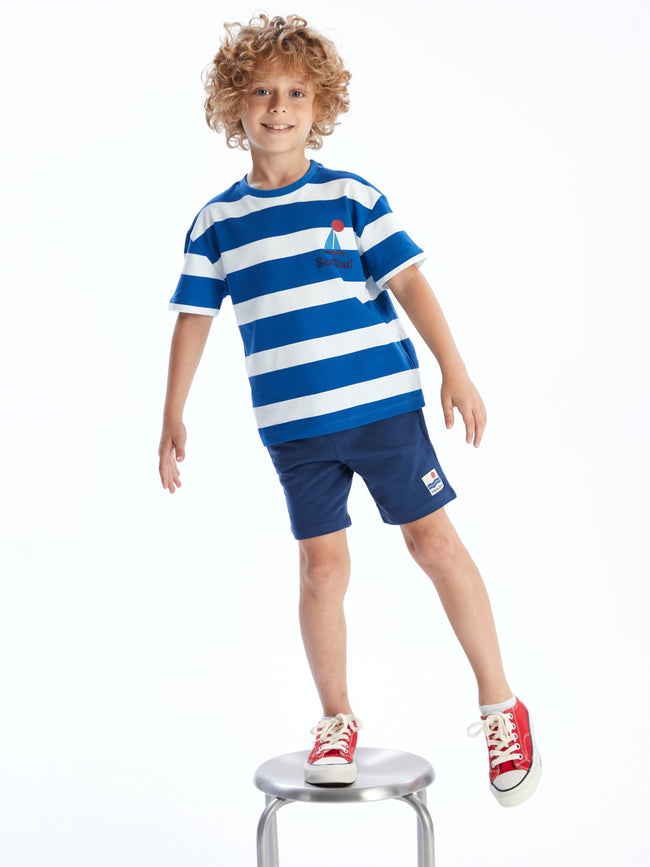 LCW Kids Printed Elastic Waist Boy Shorts Hover Image