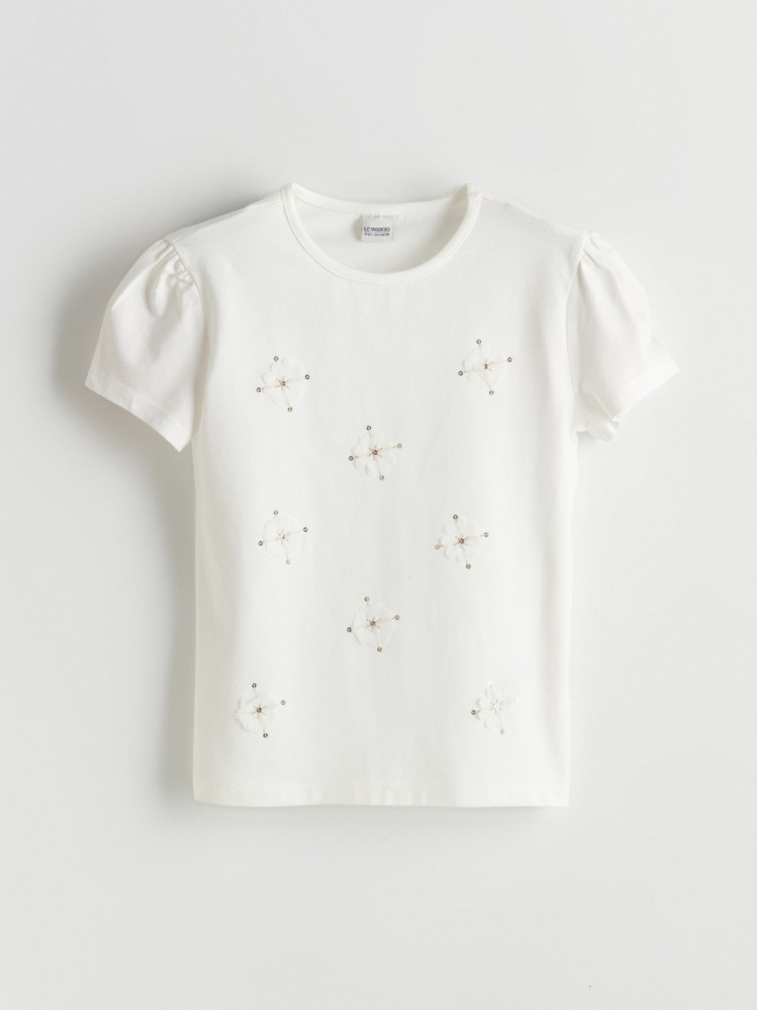 LCW Kids Crew Neck Floral Girls T-Shirt