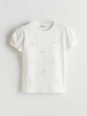 LCW Kids Crew Neck Floral Girls T-Shirt