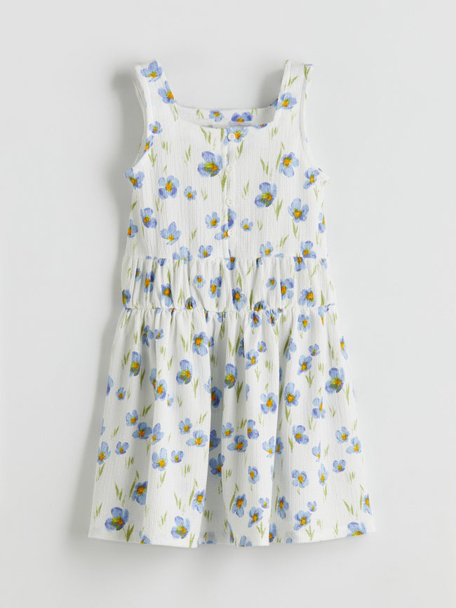 LCW Kids Square Neck Floral Girl Dress Hover Image