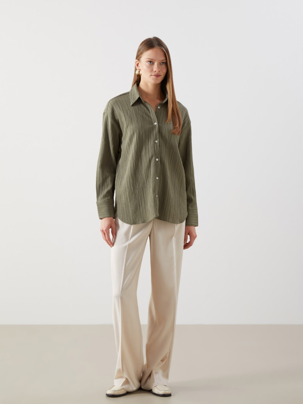 LCW Vision Oversize Textured Women Shirt