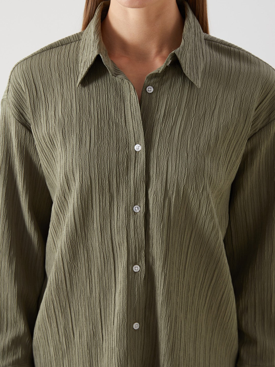 LCW Vision Oversize Textured Women Shirt