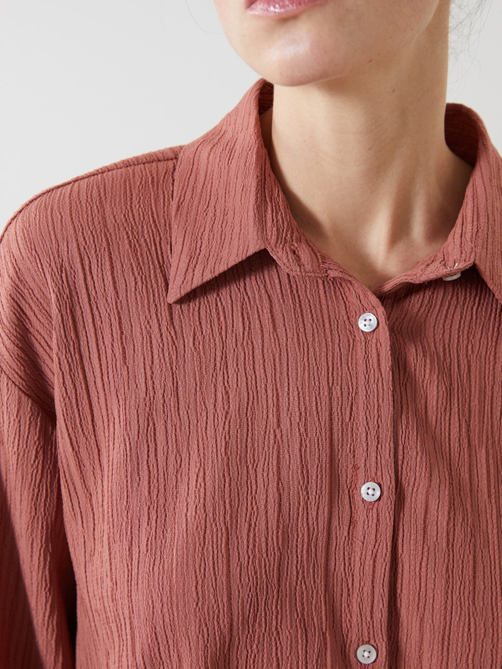 LCW Vision Oversize Textured Women Shirt