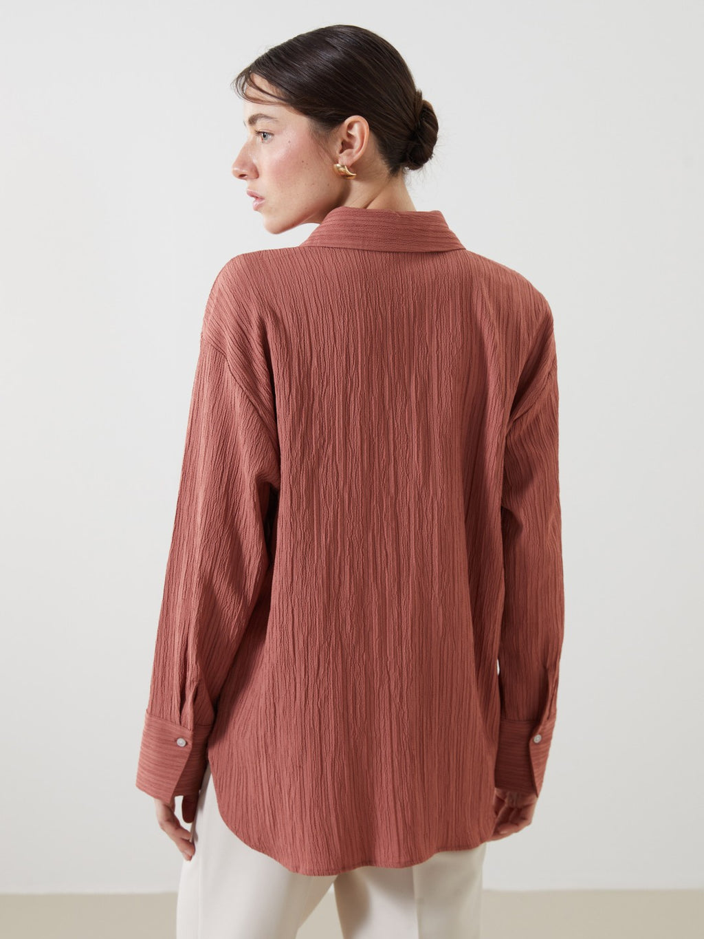 LCW Vision Oversize Textured Women Shirt