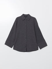 LCW Modest Gray Textured Oversize Women Shirt Tunic