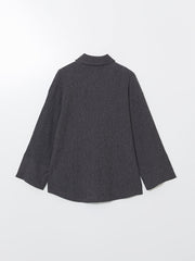 LCW Modest Gray Textured Oversize Women Shirt Tunic