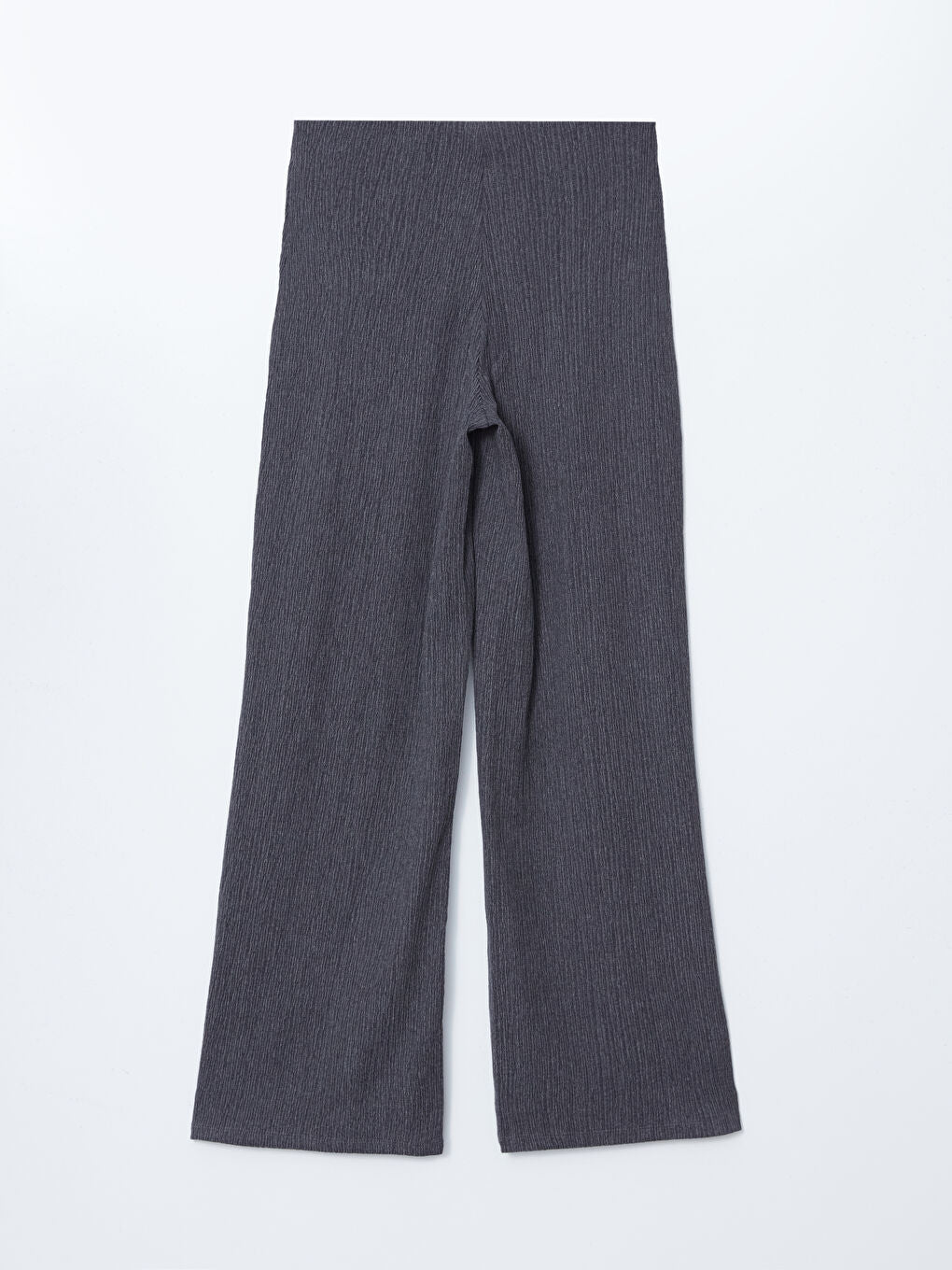 LCW Modest Grey Elastic Waist Textured Women Trousers