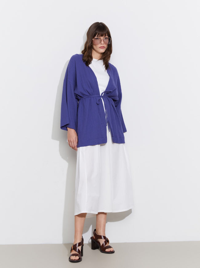 LCW Classic Shawl Collar Oversize Muslin Women Kimono Main Image