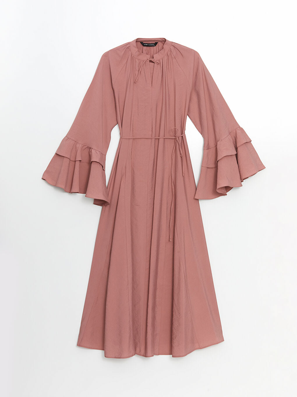 LCW Modest Pink Tie Collar Women Dress