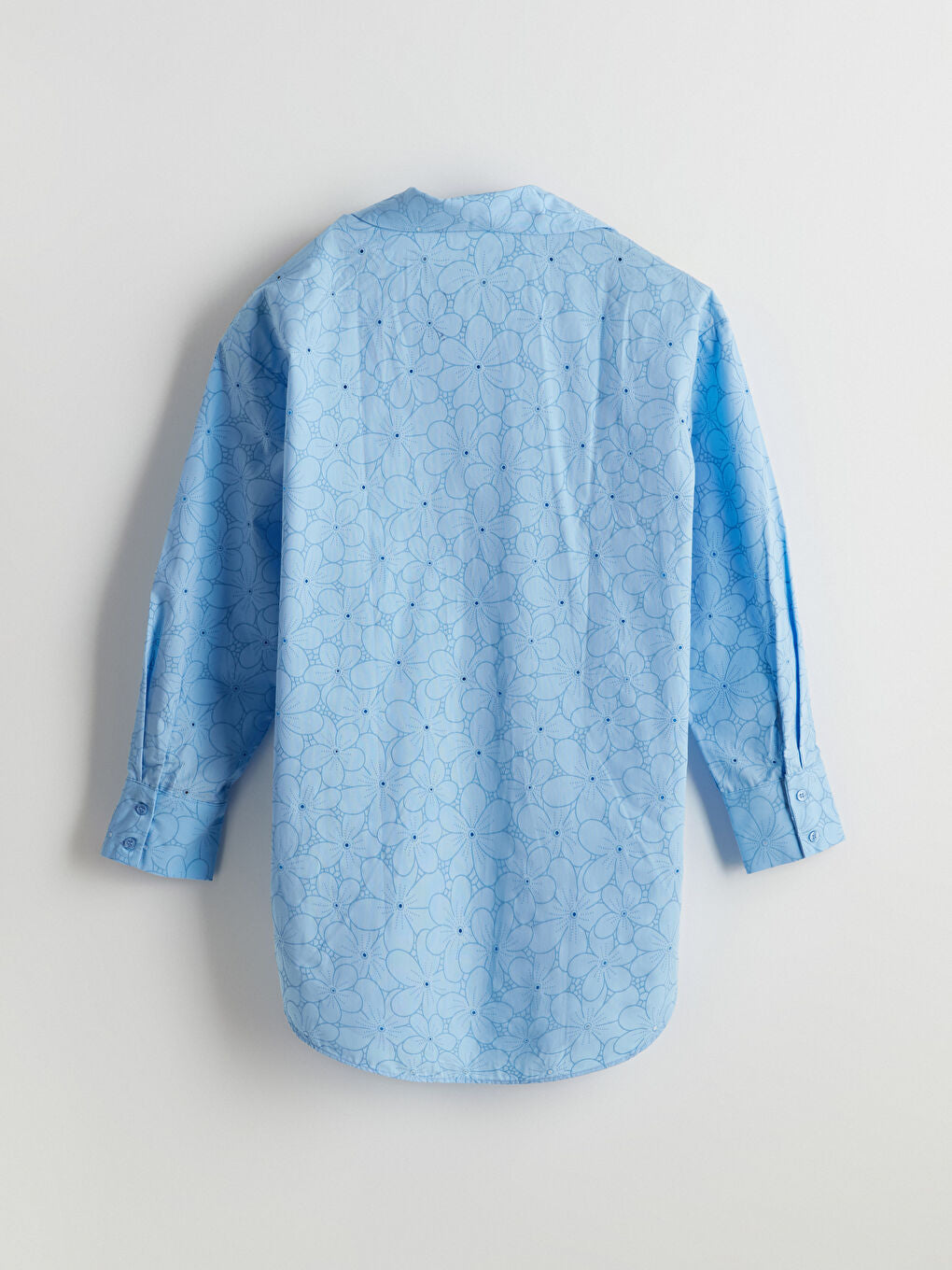 LCW Modest Ecru Floral Oversize Poplin Women Shirt Tunic