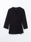 LCW Modest Black Double Breasted Collar Women Kimono
