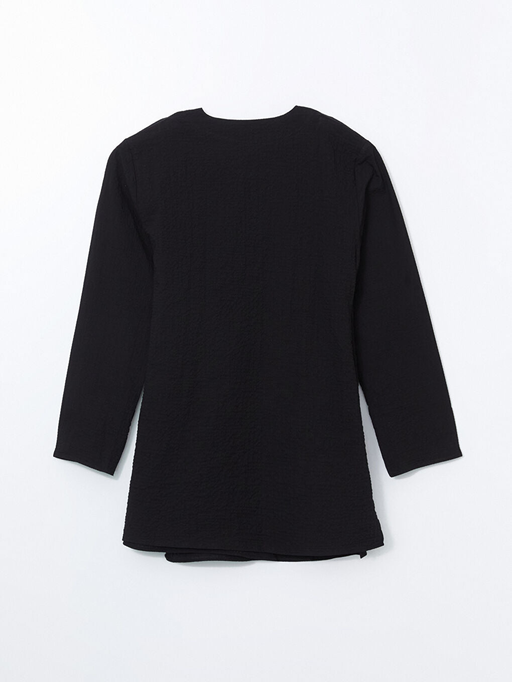 LCW Modest Black Double Breasted Collar Women Kimono