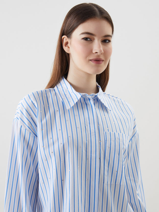 LCW Modest Stone Oversize Women Shirt Tunic Hover Image