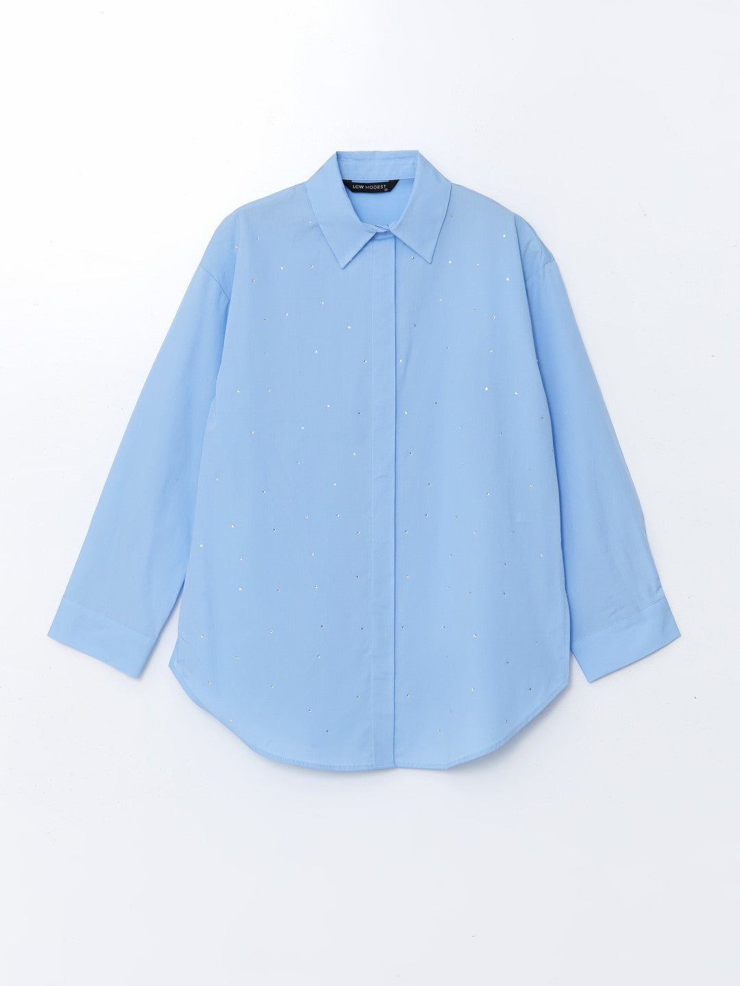 LCW Modest Shiny Stone Poplin Women Shirt Tunic