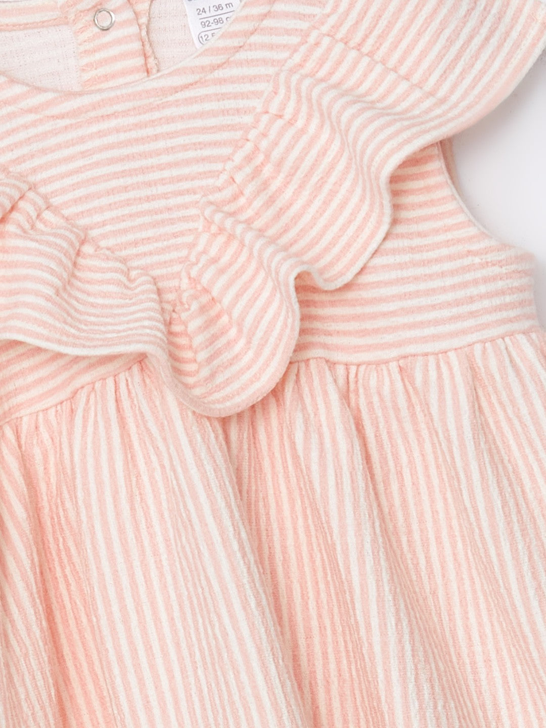 LCW Baby Ecru Striped Baby Girl Interlock Dress