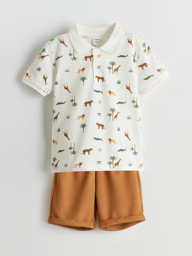 LCW Kids Printed Boy T-Shirt And Shorts 2-Pack Hover Image