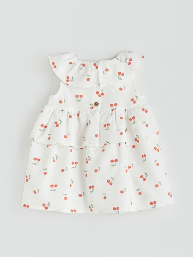 LCW Baby Baby Collar Cherry Printed Baby Girl Dress Main Image