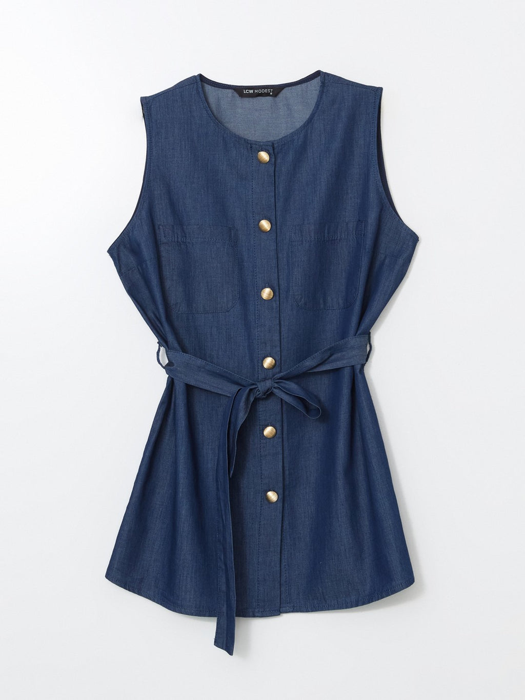 LCW Modest Crew Neck Women Jean Vest