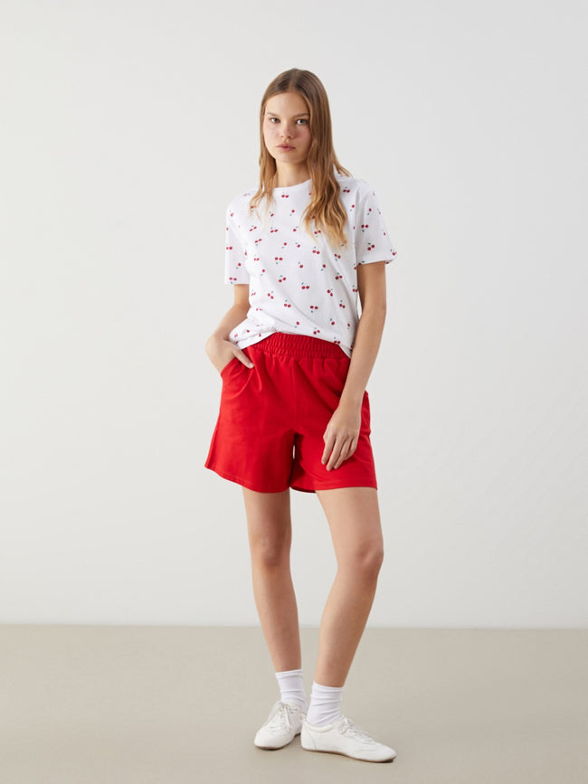 Xside Crew Neck Cherry Printed Women T-Shirt Main Image