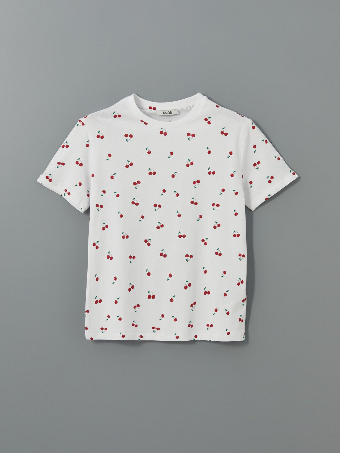 Xside Crew Neck Cherry Printed Women T-Shirt