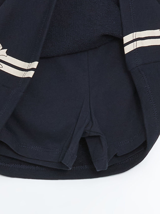 LCW Kids Navy Blue Elastic Waist Ribbon Detailed Girl Shorts Skirt Hover Image