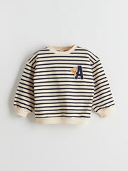 LCW Kids Ecru Crew Neck Teddy Bear Printed Girls Sweatshirt