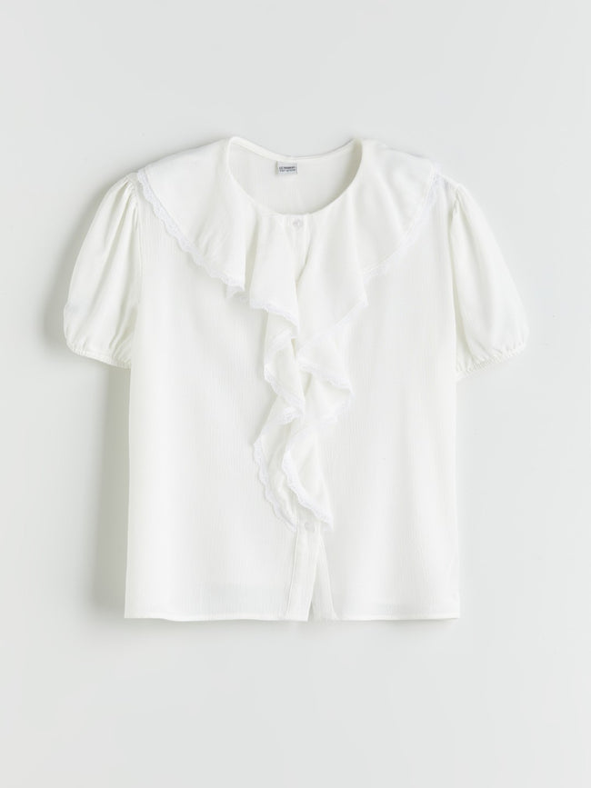 LCW Kids Ruffle Detailed Girl Crop Shirt Hover Image