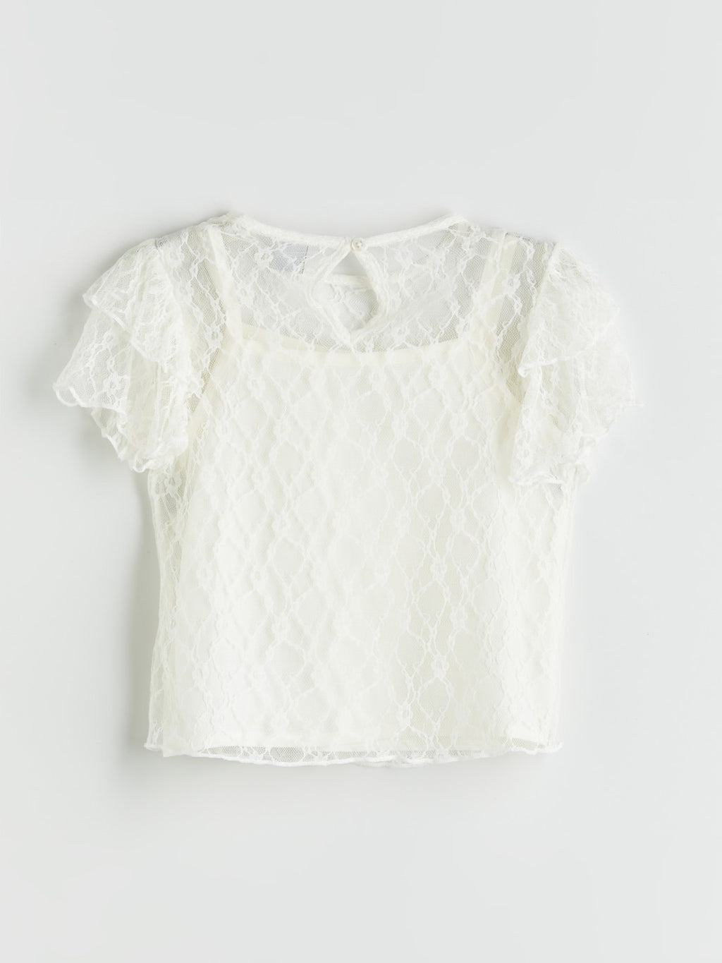 LCW Kids Crew Neck Lace Detailed GirlS Blouse