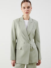 LCW Modest Waist Belted Women Blazer Jacket