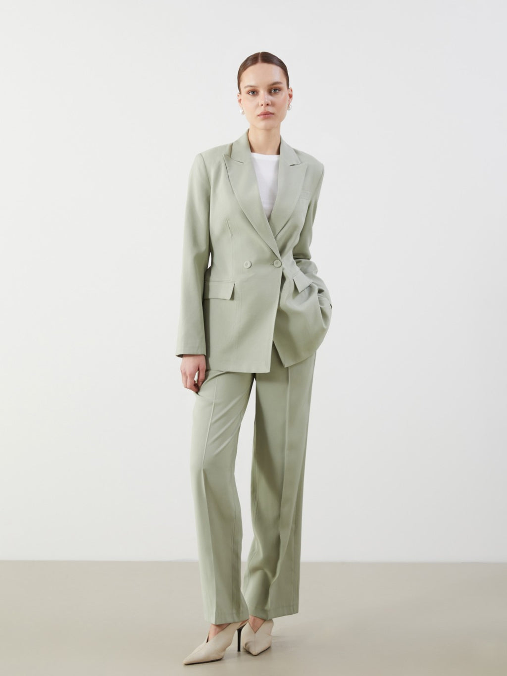 LCW Modest Waist Belted Women Blazer Jacket