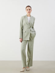 LCW Modest Waist Belted Women Blazer Jacket