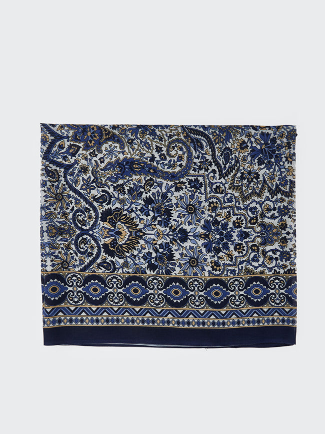 LCW ACCESSORIES Navy Blue Ethnic Patterned Women Shawl Main Image