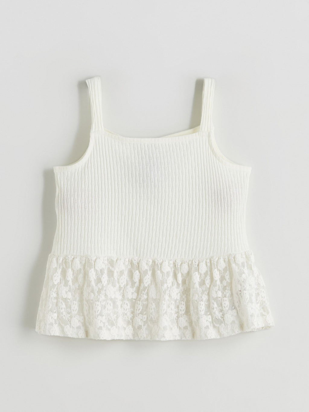 LCW Kids Square Neck Lace Detailed GirlS Blouse