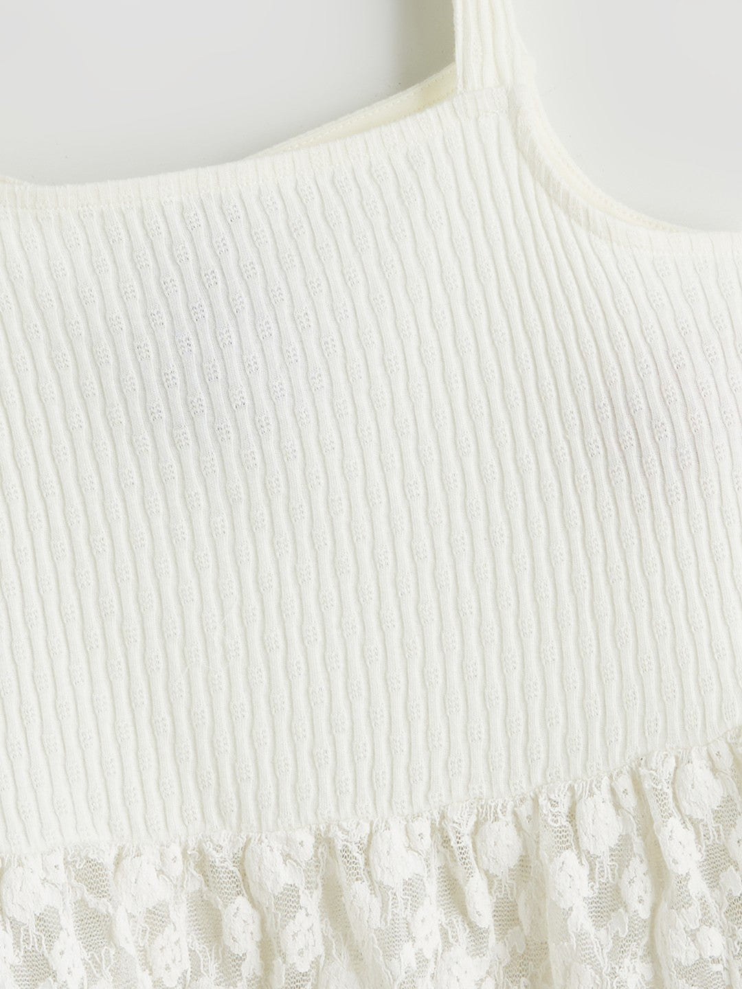 LCW Kids Square Neck Lace Detailed GirlS Blouse