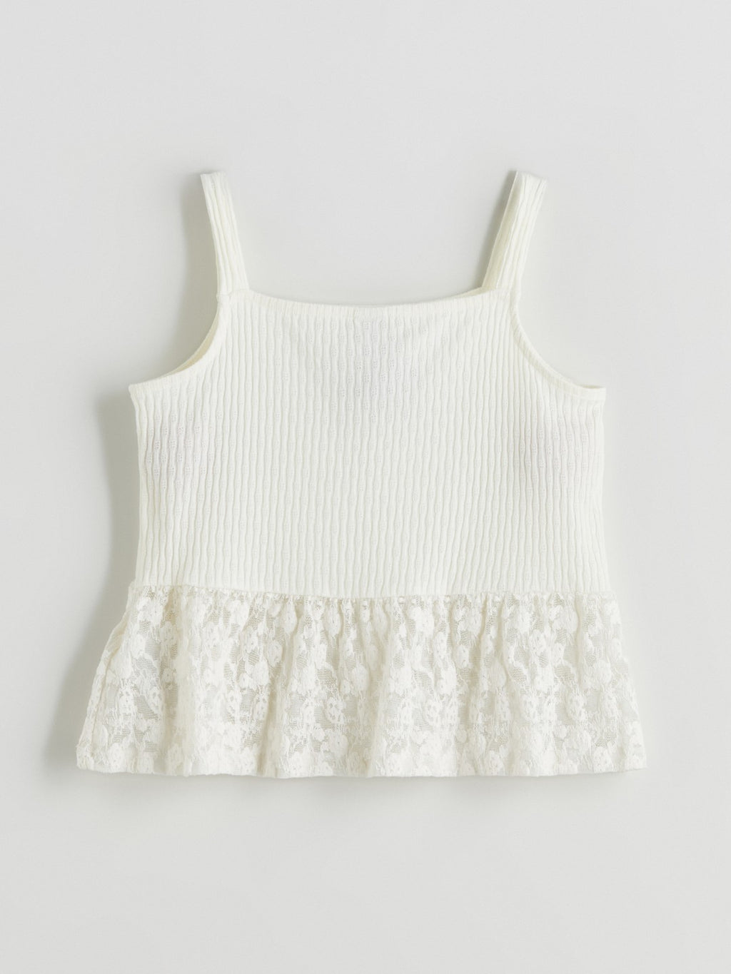 LCW Kids Square Neck Lace Detailed GirlS Blouse