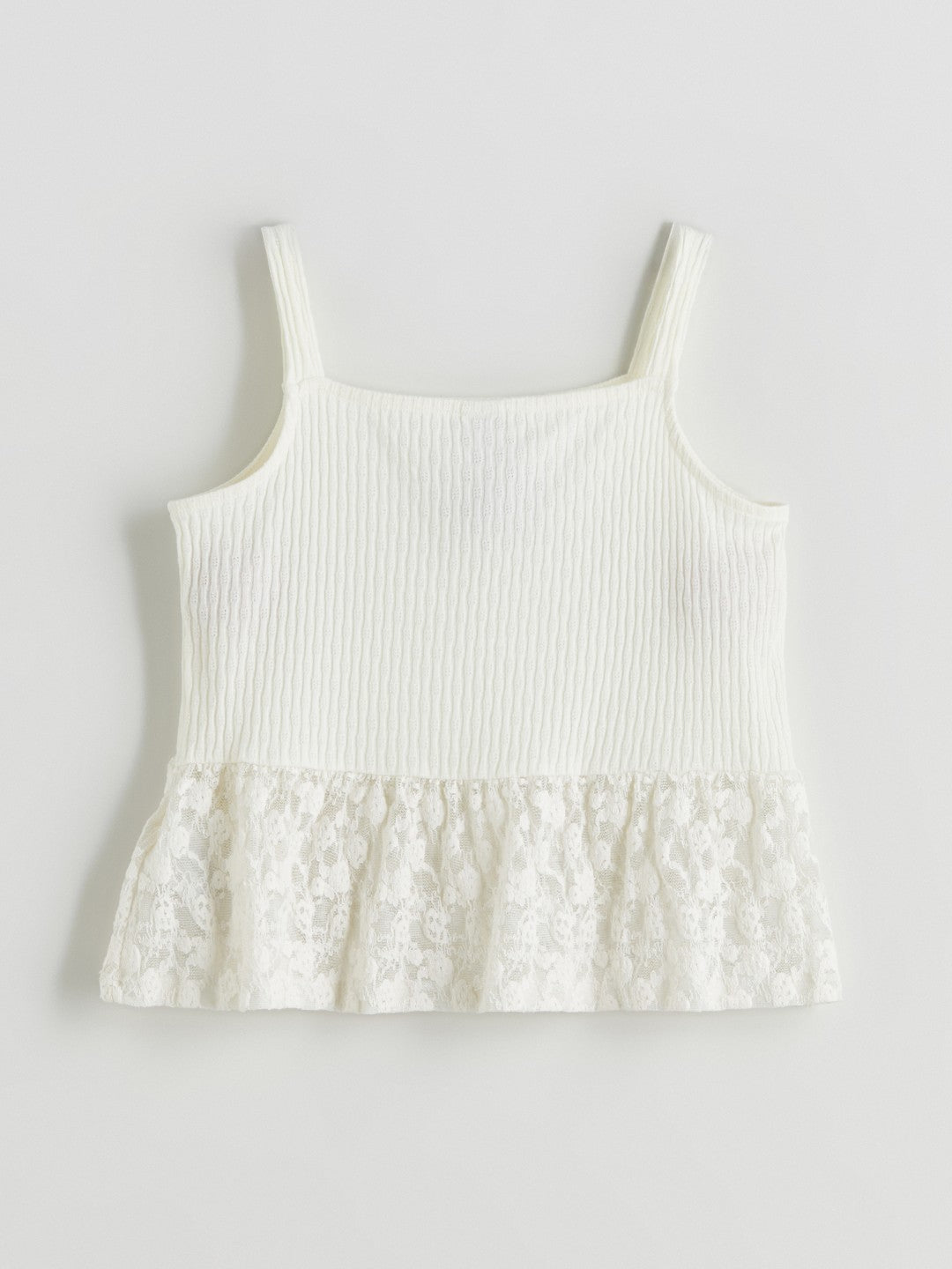 LCW Kids Square Neck Lace Detailed GirlS Blouse