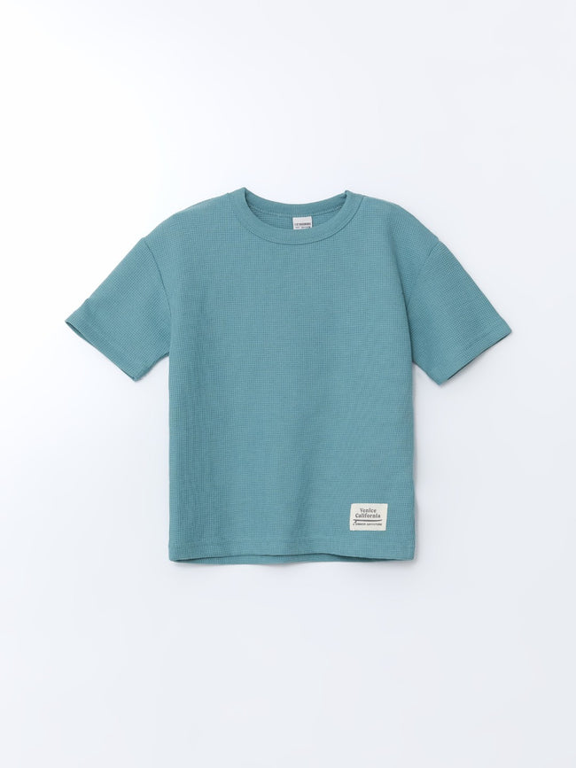 LCW Kids Crew Neck Textured Boy T-Shirt And Shorts Main Image