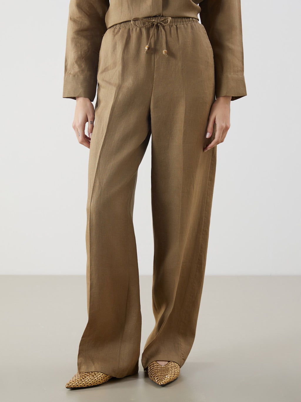 LCW Vision Elastic Waist Linen Women Trousers