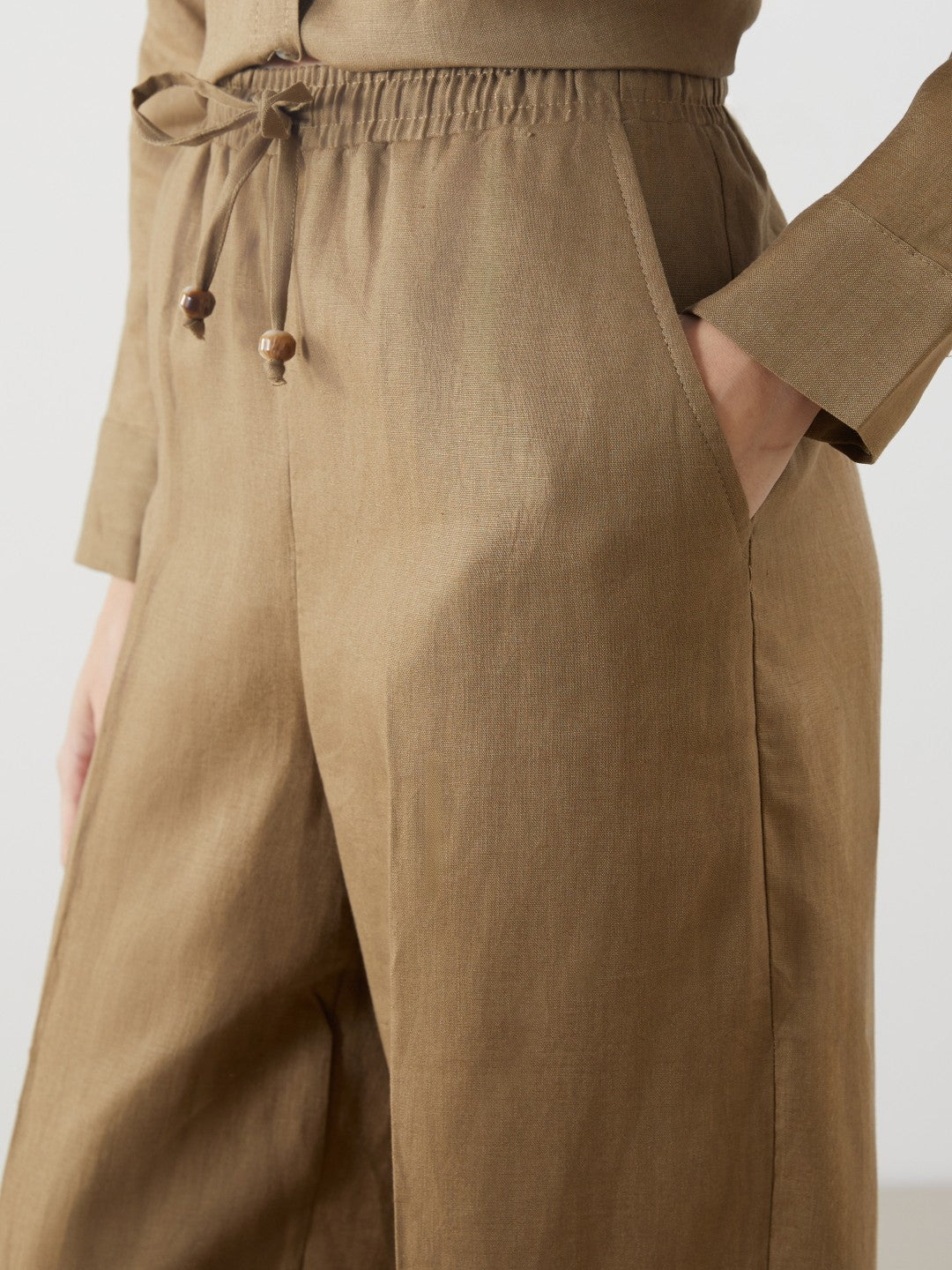 LCW Vision Elastic Waist Linen Women Trousers