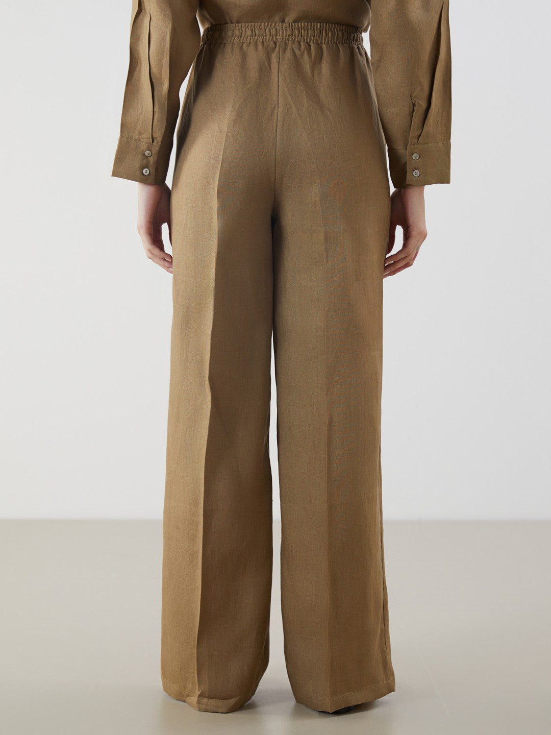 LCW Vision Elastic Waist Linen Women Trousers