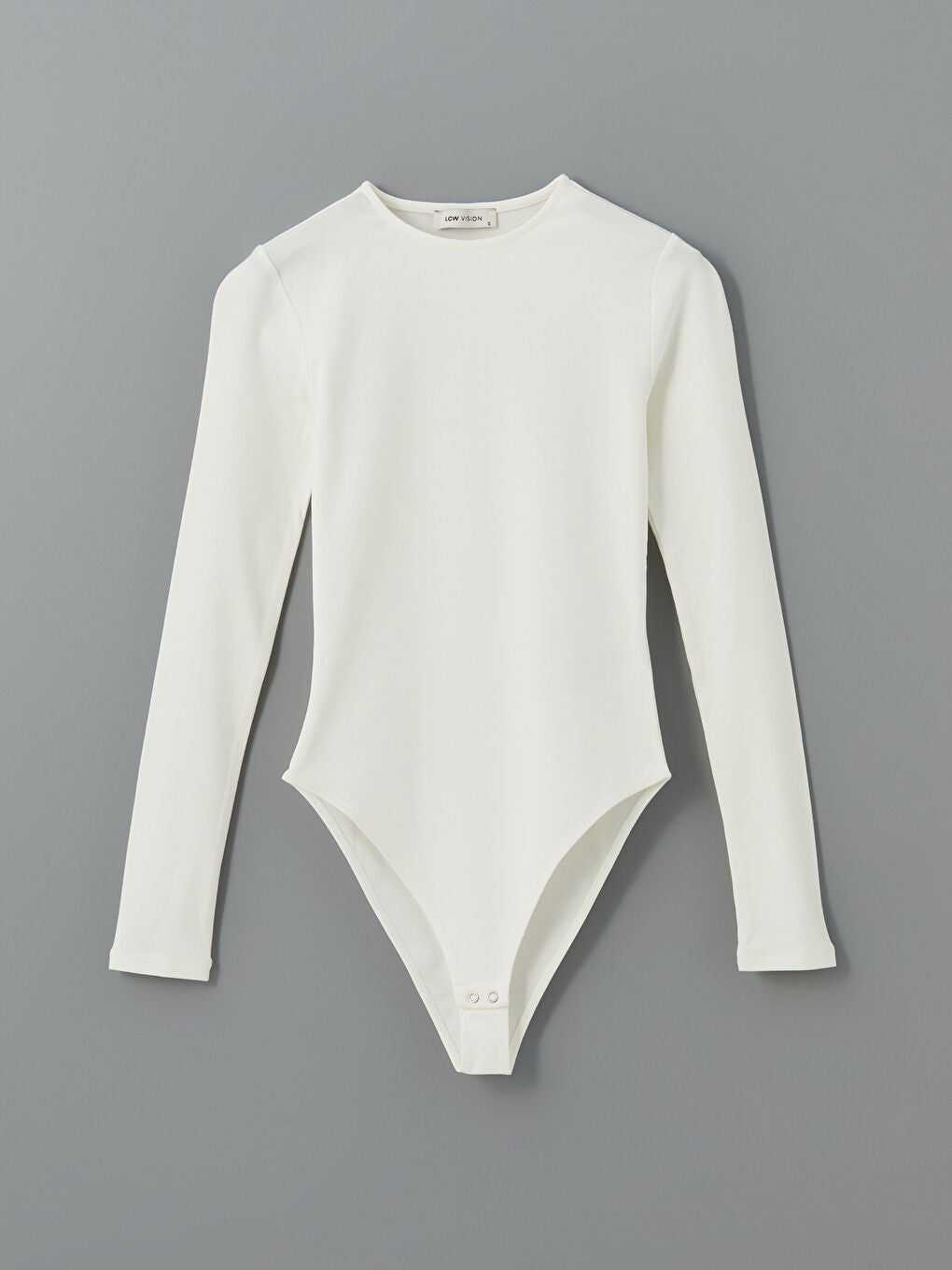 LCW Vision White Crew Neck Women Bodysuit