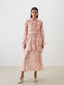 LCW Modest Tie Collar Plaid Ruffle Dress