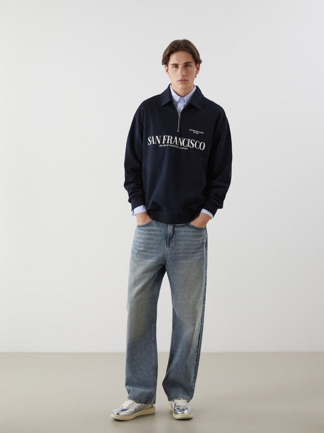 Xside Polo Neck Long Sleeve Printed Men Sweatshirt Main Image