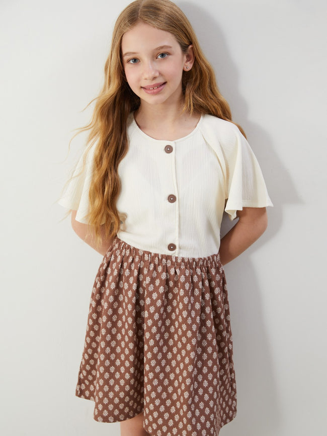 LCW Kids Crew Neck Girl Dress Hover Image