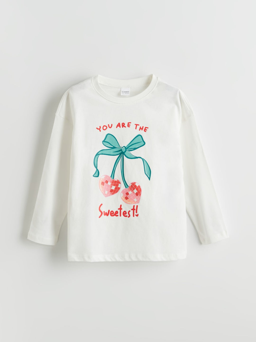 LCW Kids Ecru Crew Neck Girls Pajama Set