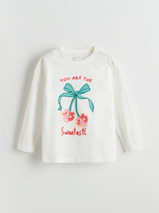 LCW Kids Ecru Crew Neck Girls Pajama Set